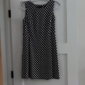 AB Studio Black and White Geometric Midi Dress